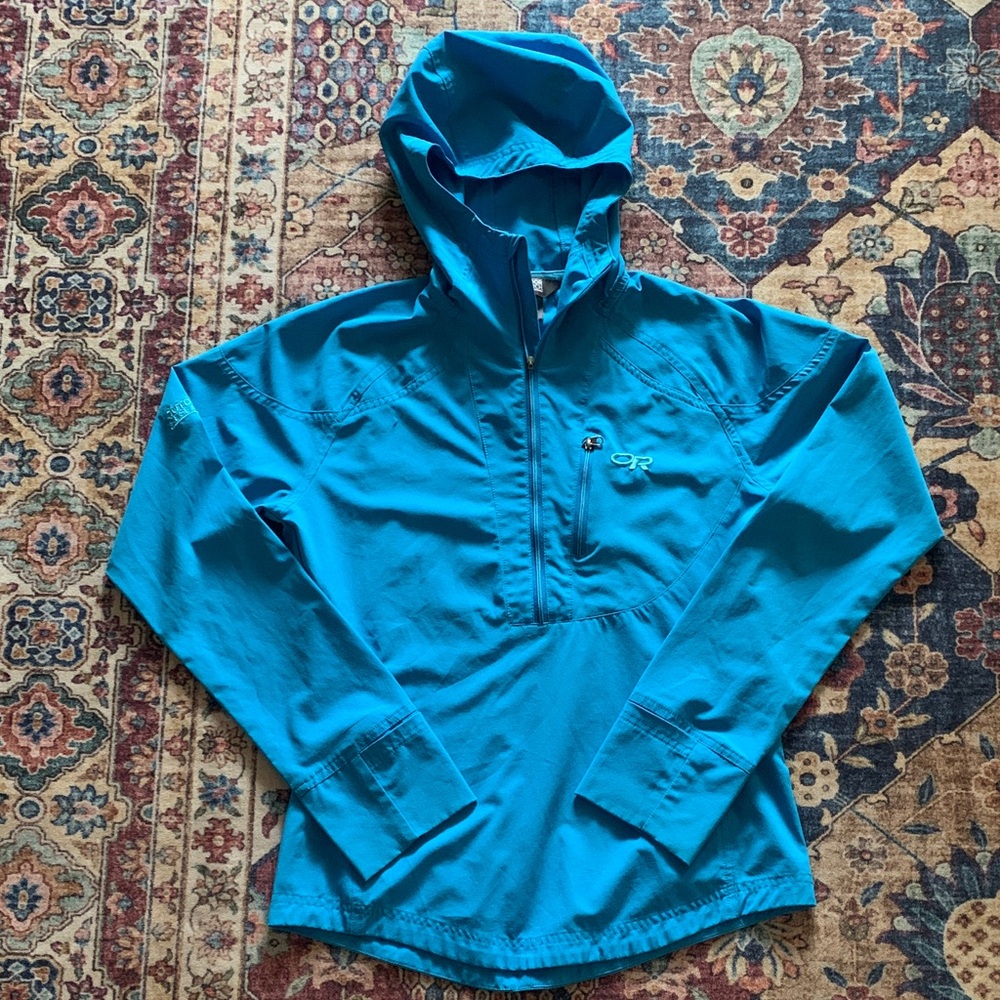 Outdoor Research Vibrant Blue pullover hooded windbreaker style XS